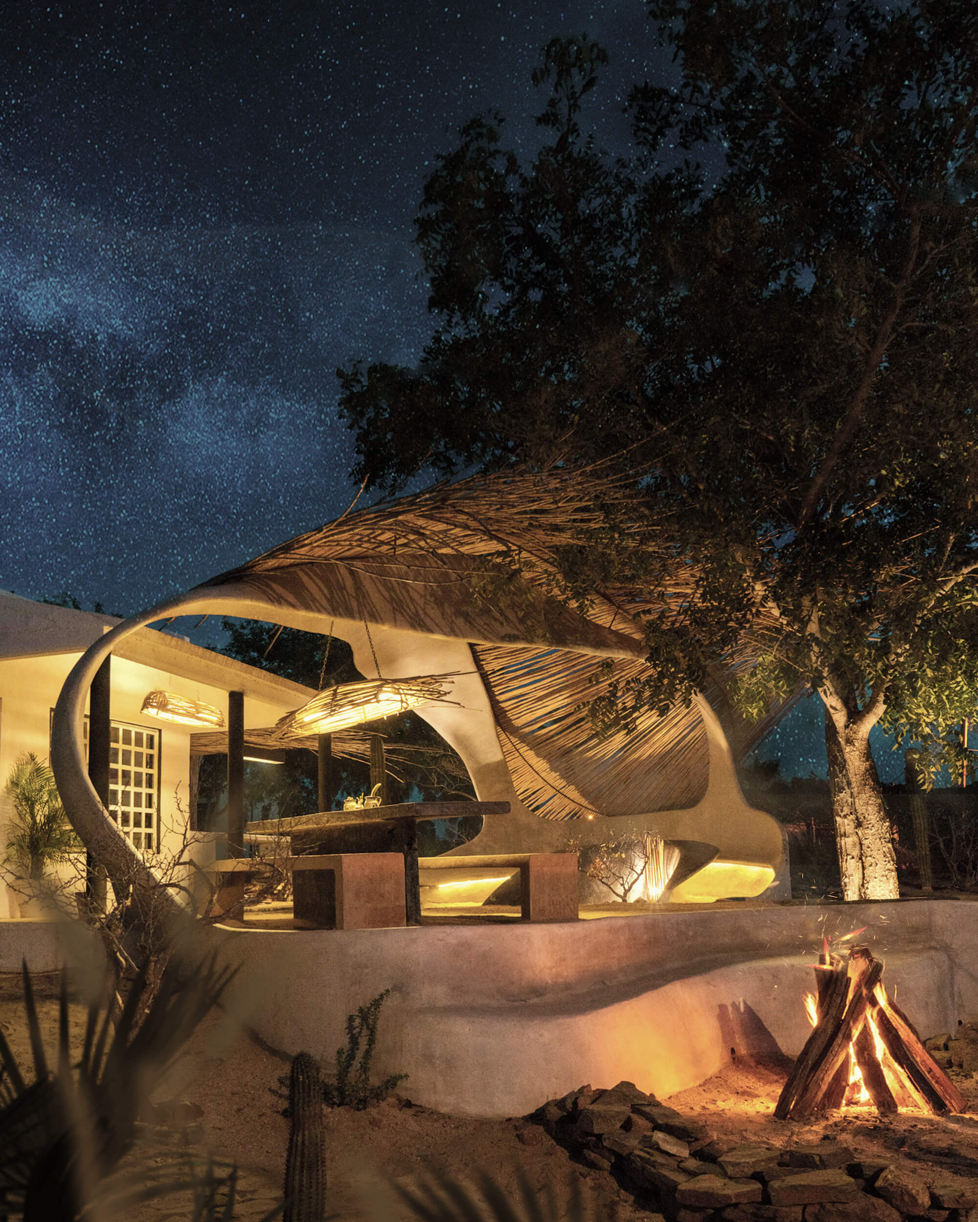 desert house at night